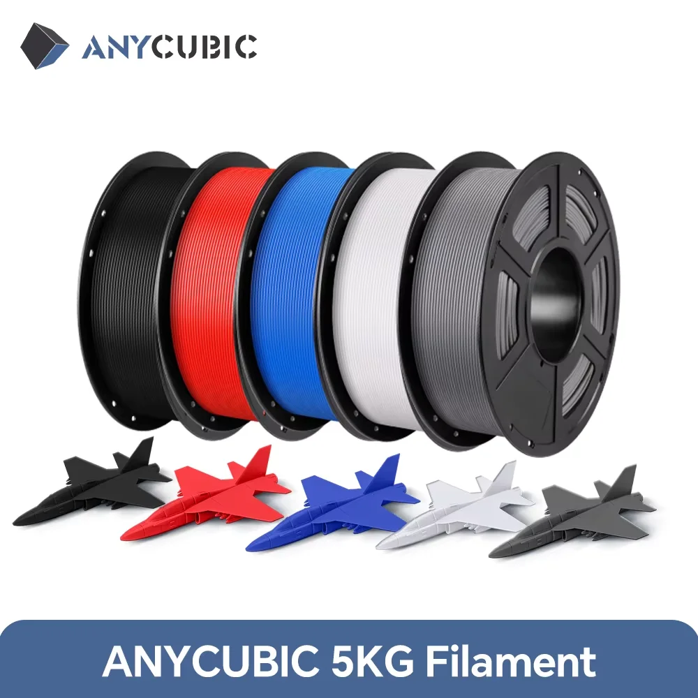 Anycúbico filamento pla de 5kg para impressora 3d fdm 1.75mm, material de impressão 3d ecológico, falhas para kobra s1c k3c, armazém ue e eua