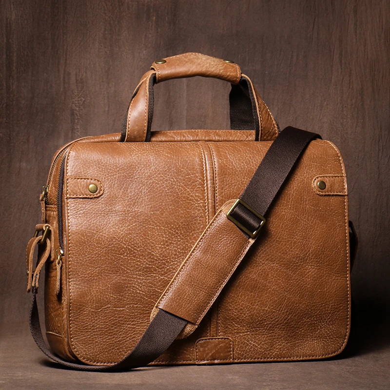 Luokir hochwertige Echt leder Aktentasche Herren Rindsleder Luxus Handtasche Geschäfts reise Retro Computer Tasche für 15-Zoll-Laptop