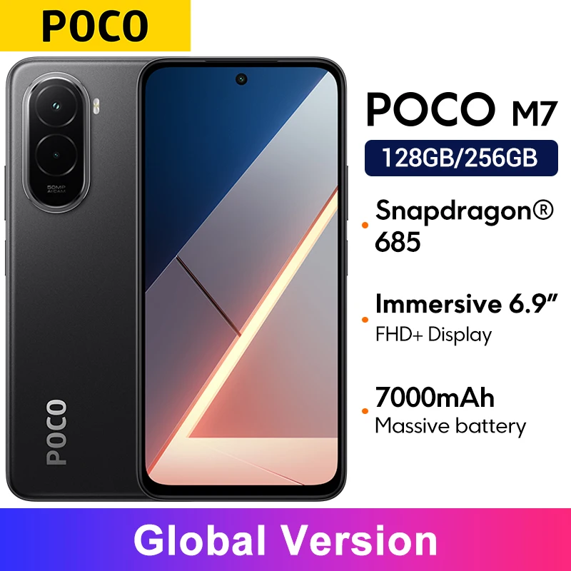 Global Version POCO M7 Snapdragon 685 Smartphone Immersive 6.9" 144Hz FHD+ Display 7000mAh battery 33W Charging NFC