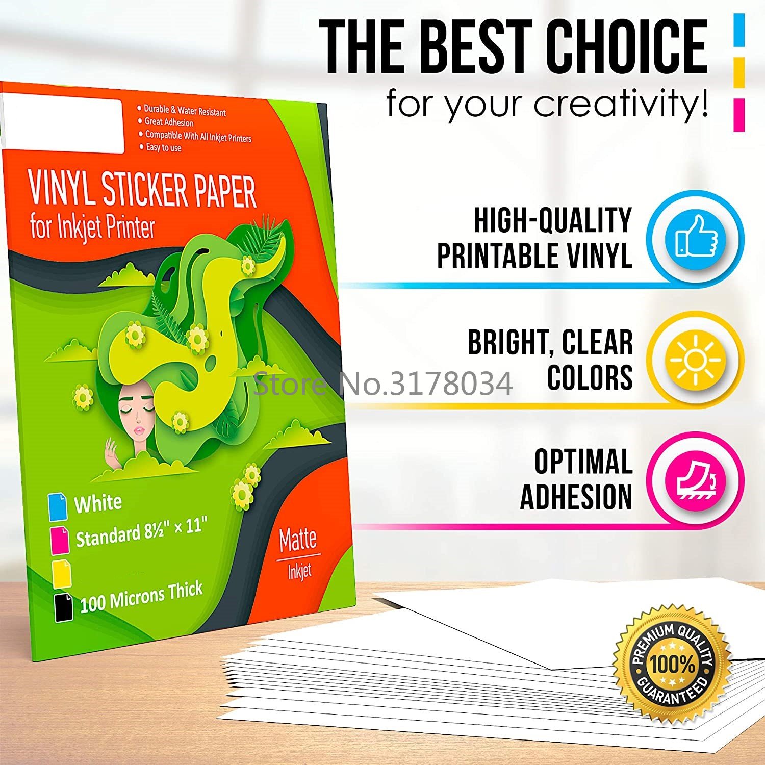 インクジェットプリンター用ビニールステッカーシート,防水粘着ラベル,マットホワイト,50枚a4枚