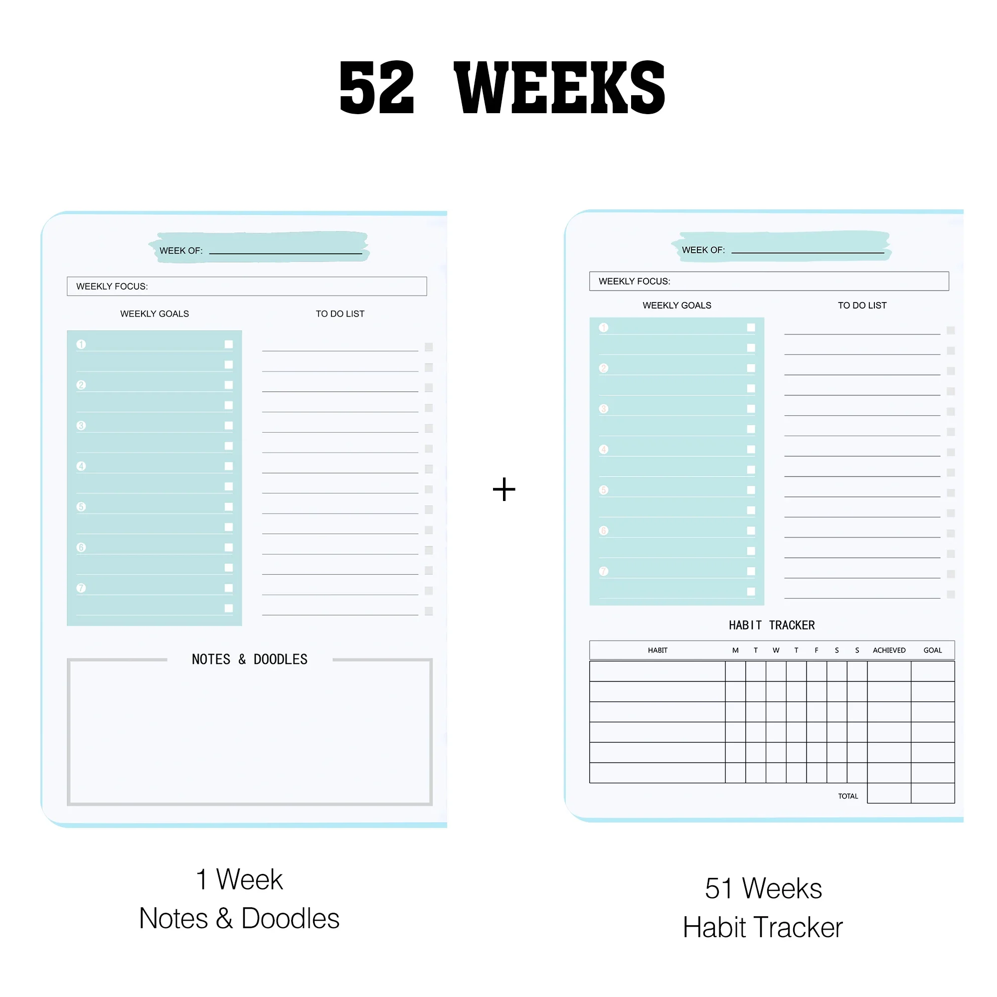 2025 Wekelijkse Planner Ongedateerde Spiraal Agenda A5 Notebook Planner Pouch 52 Weken Planner Schema's Briefpapier Kantoor Schoolbenodigdheden