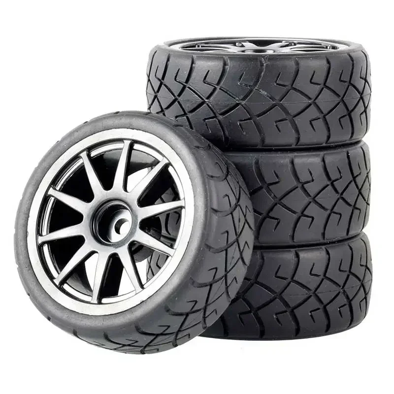4Pcs RC Car Rubber Tires & Wheels Rims 12mm Hex Hub for WLtoys 144001 & 1/18 1/10 1/16 Scale Car Tyre Upgrade Parts