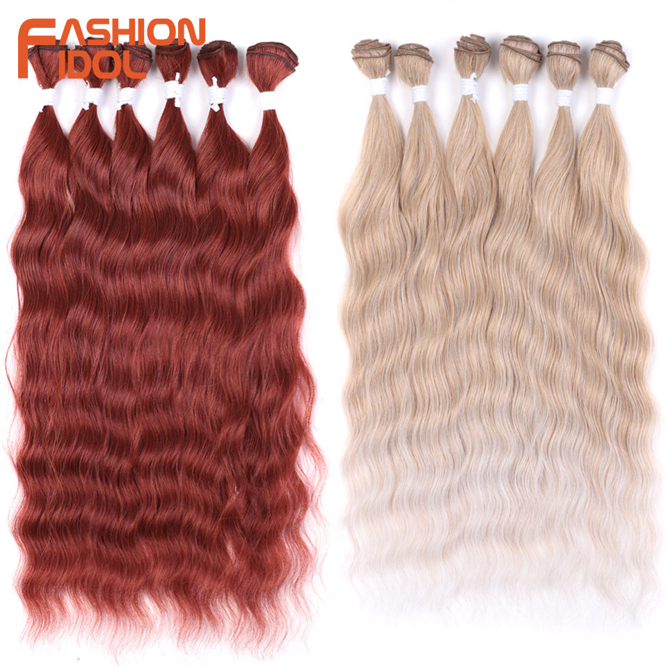 Lose Tiefe Wasser Welle Haar Bundles Synthetische Haar Extensions Ombre Blonde Rosa Haarwebart Bundles 6 Teile/paket 20 zoll Kostenloser Versand