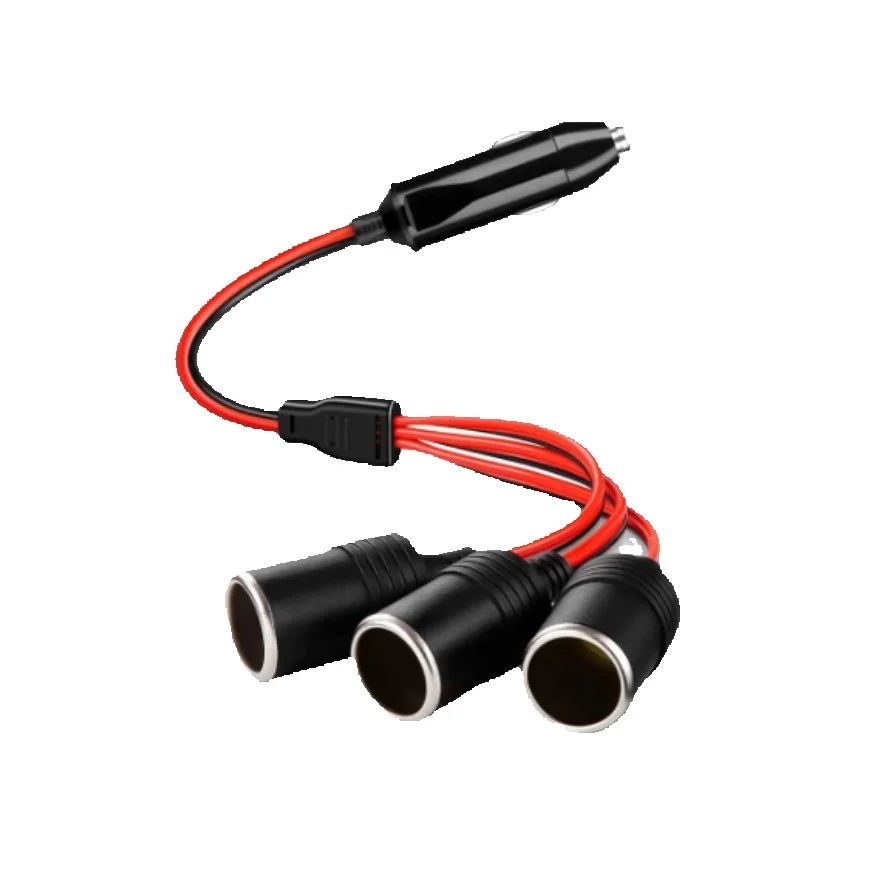 1 point 3 Car Cigarette Lighter 3 Way Socket Splitter 12v 24V Power Charger Adapter Female Socket Plug Extension Cord Cable