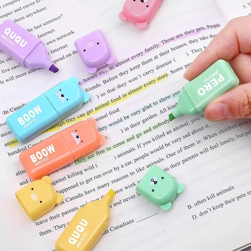 6 ชิ้น/เซ็ตน่ารักการ์ตูน Mini Highlighter ปากกา Kawaii สีพาสเทลมังงะเครื่องหมาย Scrapbooking ไดอารี่ Highlighter เครื่องเขียน