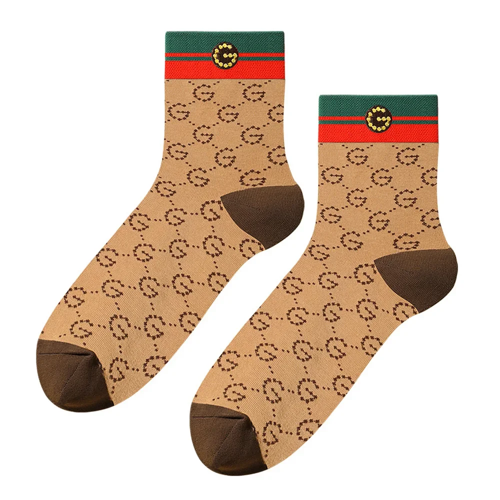 Calcetines auténticos de algodón puro de medio cilindro, algodón clásico a rayas, marca Tide, desodorante todo en uno, deportes, transpirable, regalo Premium