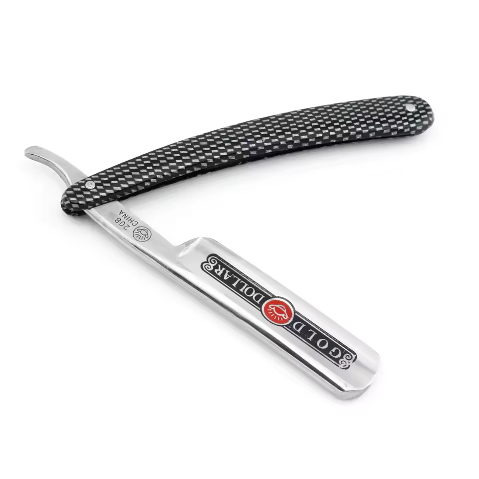 Gold Dollar 208 Professional Straight Edge Barber Razor, Shavette Open Razor Stainless Steel Blade Shave Ready Salon