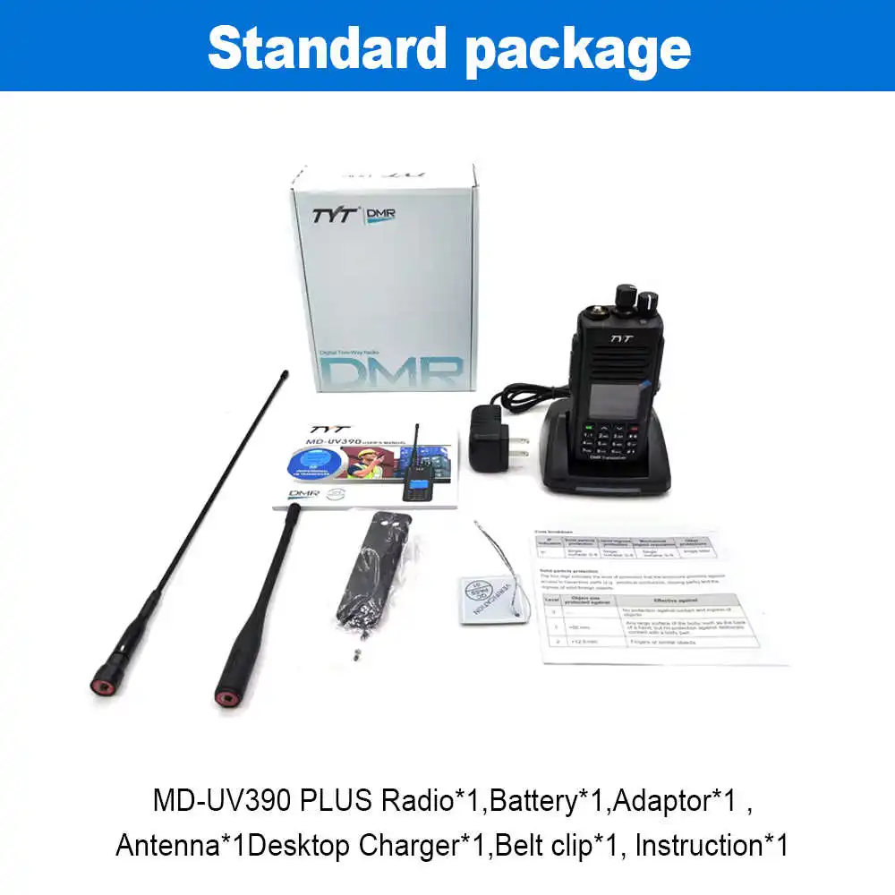 NEW 10W TYT MD-UV390PLUS AES256 Encryption DMR Digital Radio IP67 Dual Band 136-174&400-480mhz Walkie Talkie Long Range