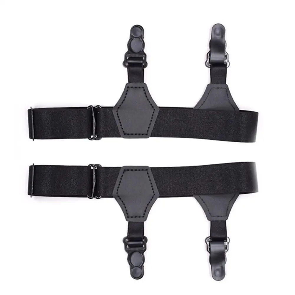 A Pair Men's Black Sock Garters Belt Adjustable Elastic Non-slip Duck-Mouth Suspenders Holders Clips Braces Sock Up Hold X2O0