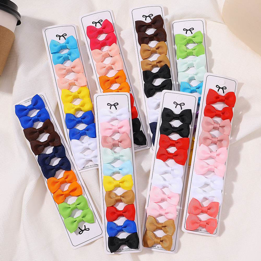 10 pçs boutique artesanal minúsculos arcos de bebê gorgorão 1.5 "arcos de cabelo clipes de jacaré para bebês meninas crianças acessórios de cabelo presente