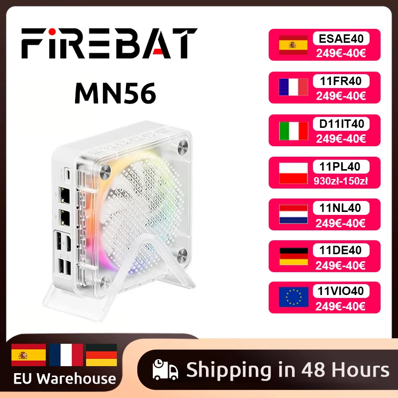 FIREBAT MN56 MINI PC AMD R7-8745HS Mini PC Windows11 DDR5 16GB + 512GB SSD 8 cœurs ordinateur de bureau BT 5.2 WIFI6 HDMI TYPE-C USB