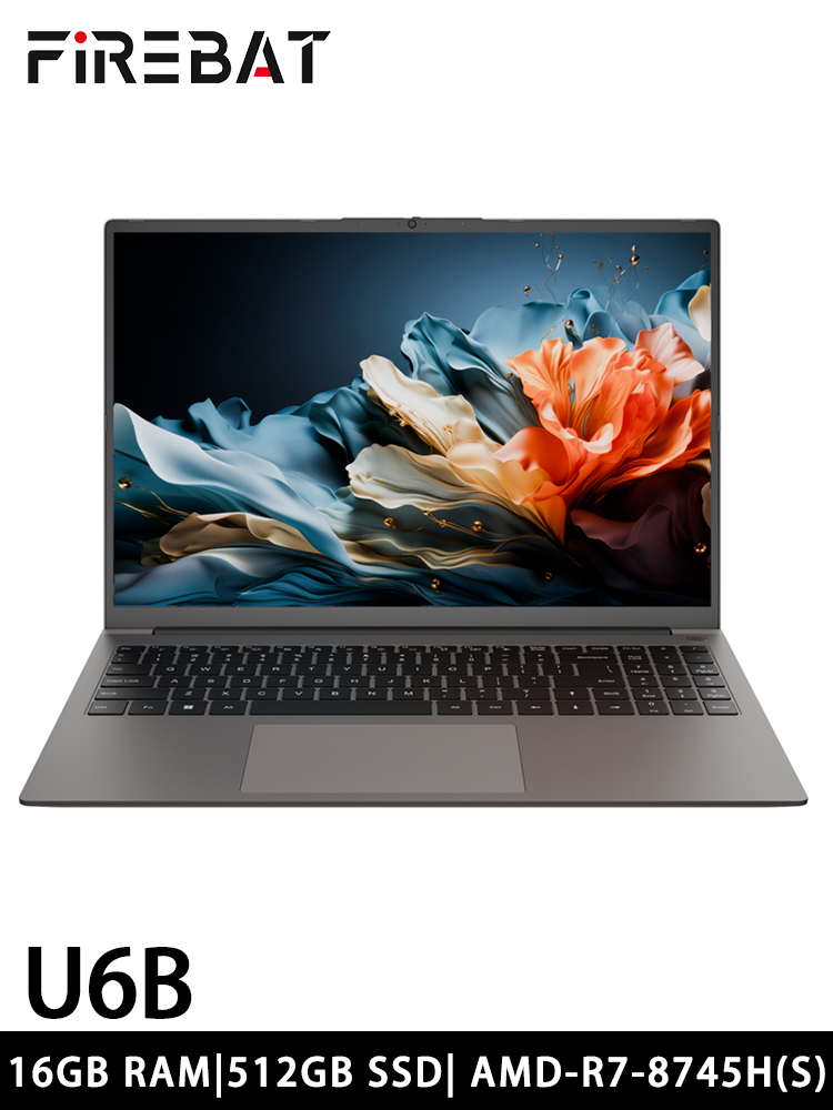 FIREBAT U6B 16 pulgadas AMD Radeon 780M Ryzen7 8745HS DDR5 120Hz 2,5 K Wifi6 BT5.1 16GB 512GB Gaming Gamer Bussiness Notebook portátil