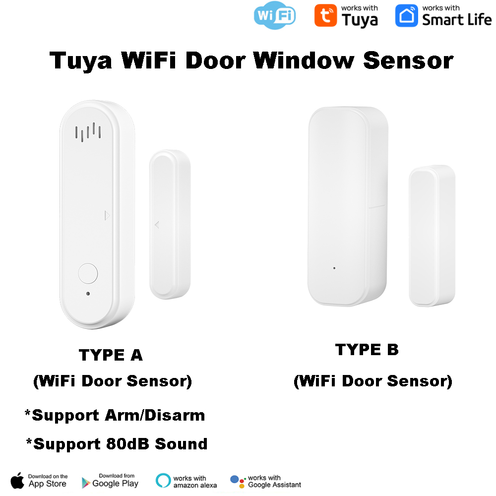 Умный датчик двери и окна Tuya, магнитный датчик открытия/закрытия двери, детектор тревоги для Alexa Google