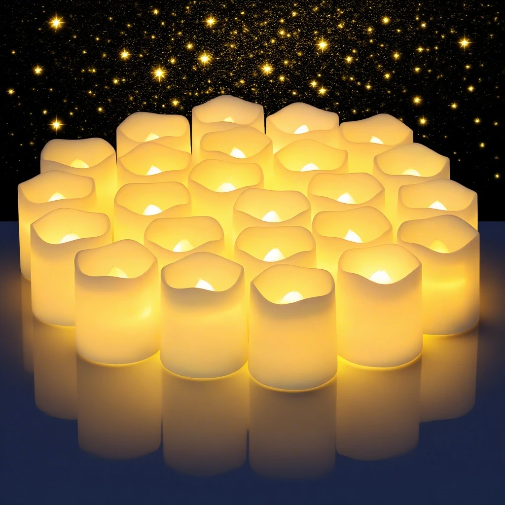 24 Uds. Velas LED sin llama, lámpara de té Led de deseos creativa, luz de vela blanca cálida para decoración navideña de boda y Halloween