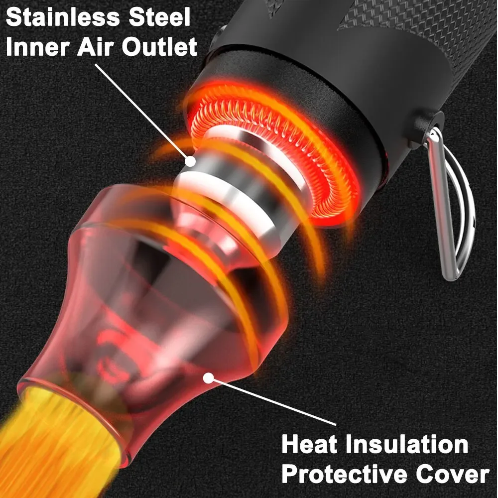 Pistola de aire caliente de 220/110V, herramienta de bricolaje, herramienta de calefacción eléctrica, mini soplador de proceso de temperatura de soldadura, con contracción de base de soporte