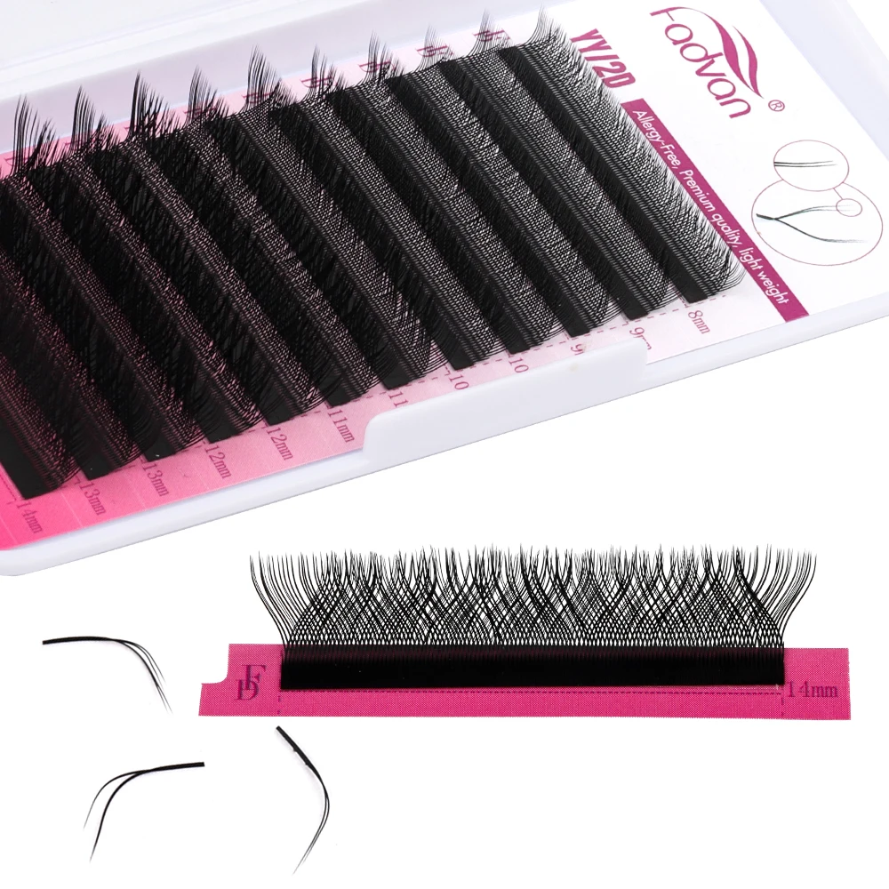 Fadvan Double Tips YY Shape Black Brown Eyelashes Extensions C/D/L/LU/L+ High Quality Individual Lashes Volume Eyelashes Makeup