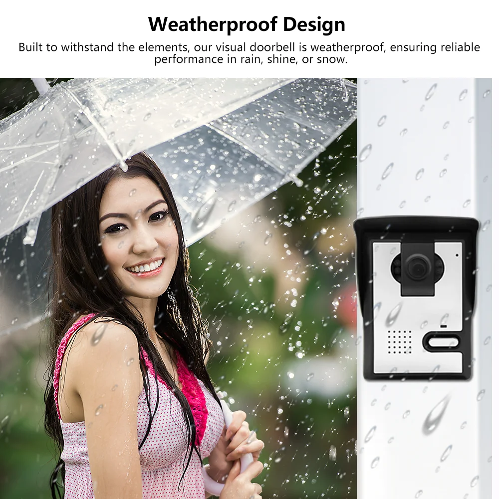 7-Inch HD Four-line Villa Video Intercom Doorbell Private Home Intercom Infrared Night Vision Motion Detection Video Doorbell