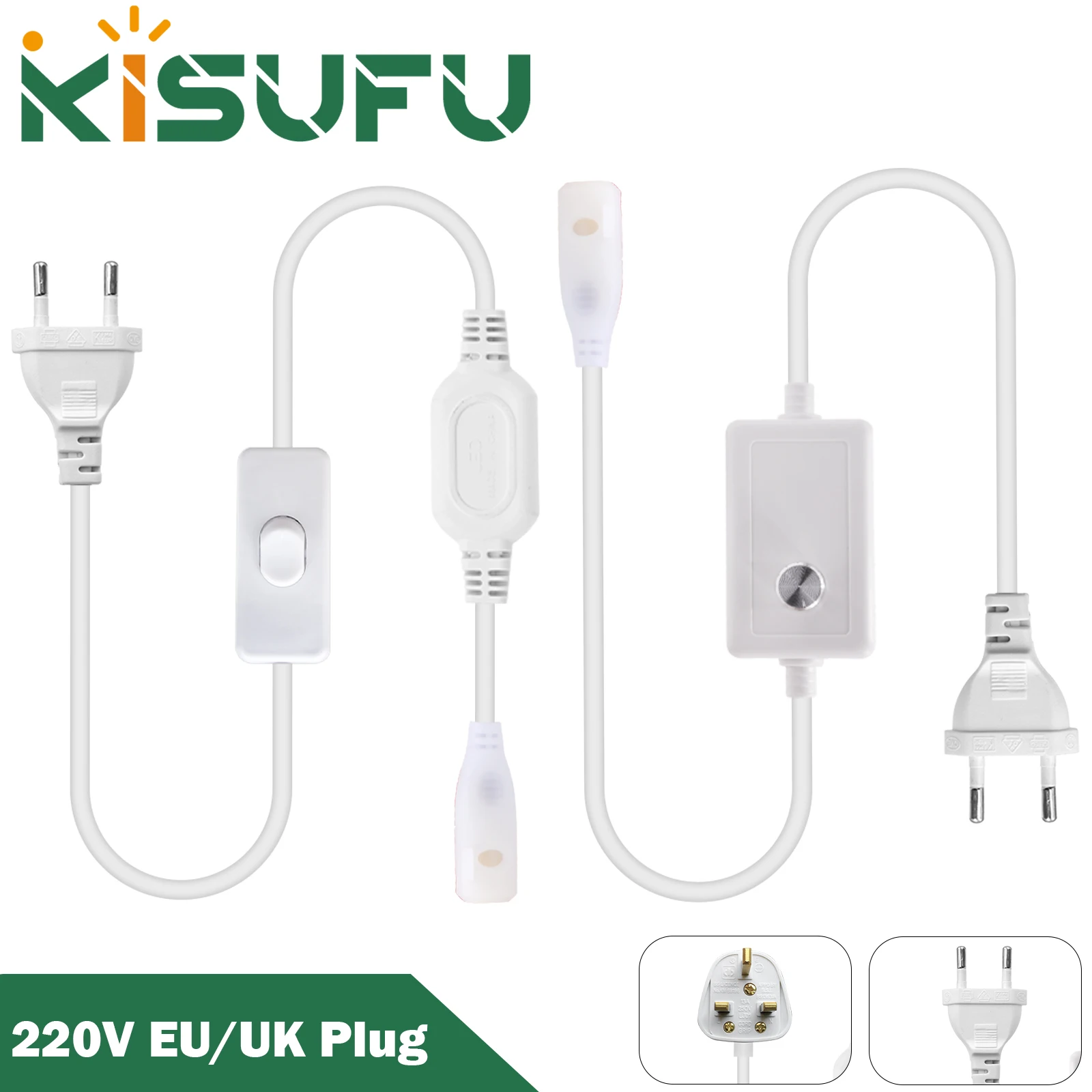 220V 230V COB LED Strip EU/UK Power Plug Switch/Dimmer Plug For 10MM Width COB LED Strip Light