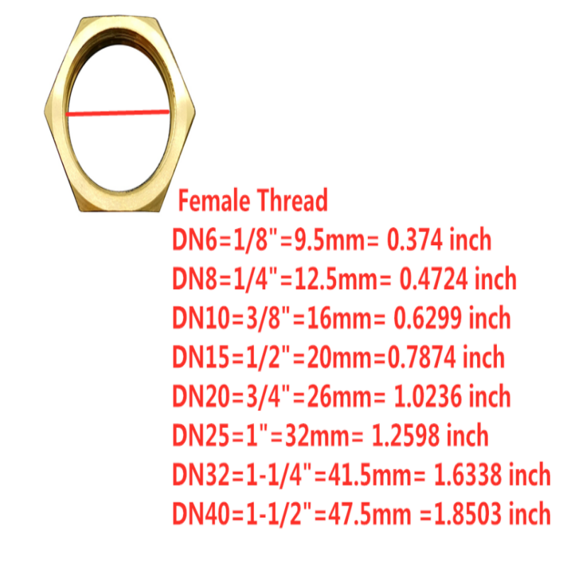 ทองเหลือง Hex Lock Nuts ท่อหน้าแปลน nut 1/8 "1/4" 3/8 "1/2" 3/4 "1" BSP หญิงด้ายหกเหลี่ยม shank cap