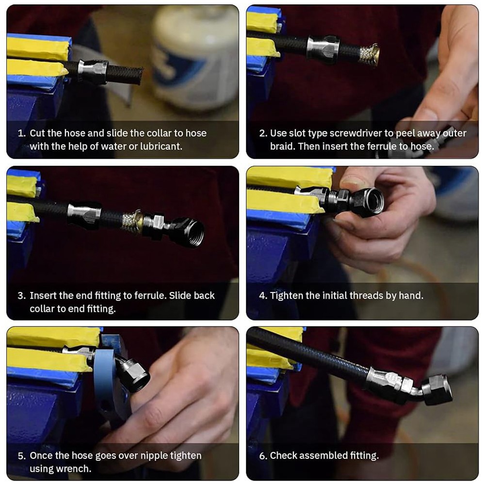 AN4/6/8/10/12 ストレート 0 ° /45 ° /90 ° /120 ° /180 °   度 PTFE オイル燃料スイベルホースエンドフィッティングオイルホースエンドアダプターキットブラック