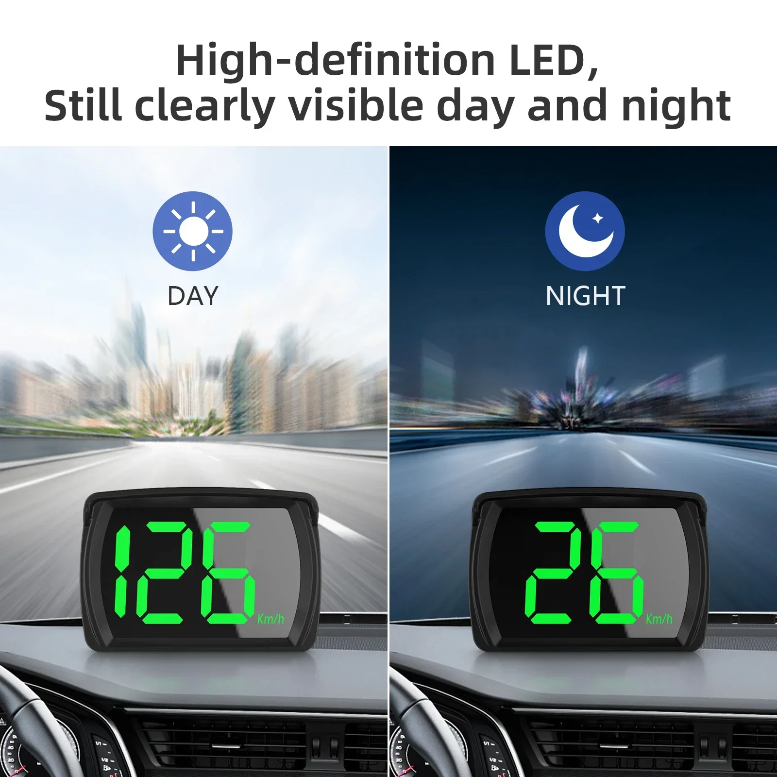 Y03 velocímetro digital gps universal, display head up hud, fonte grande, medidor de lembrete kmh, display eletrônico de carro, plug and play