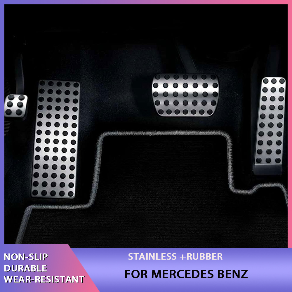Estilo do carro antiderrapante placa de descanso para os pés sem broca pedal capa para mercedes/benz b c e s cls slk cla gla glk ml gl series