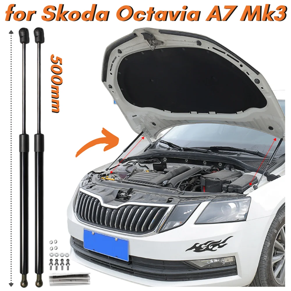 Aantal (2) Kapsteunen voor Skoda Octavia Mk3 (A7, Type 5E) 2012-2019 Auto-Styling Refit Motorkap Gasveren Lift Ondersteunt Schokken