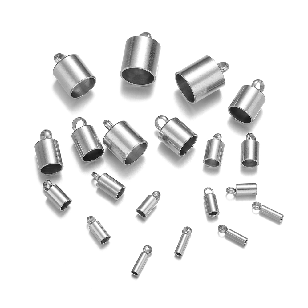 20pcs Stainless Steel Crimp End Caps Leather Cords End Tip Beads Caps PVD Plated Gold Clasps DIY Jewelry Making Finding Supplies