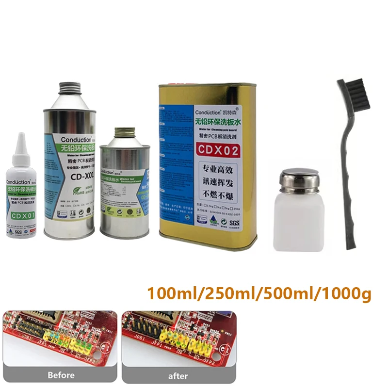 Agua de lavado, limpieza ecológica de colofonia, placa base de teléfono móvil, limpiador de placa de circuito pcb, agente de limpieza especial 100/500ml