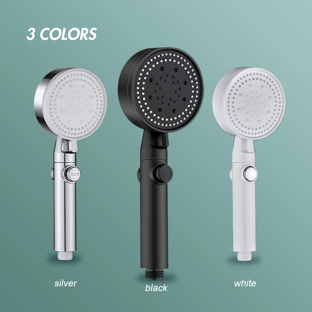 Cabezal de ducha de alta presión, cabezal de ducha de mano de 5 configuraciones con interruptor de botón de apagado completo, Control de flujo, ahorro de agua