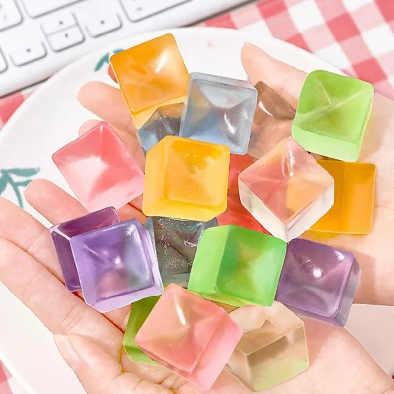 Squishy Ice Cube Fidget ของเล่นสแควร์รูปร่าง Squishy ความเครียด Ball บีบของเล่นความเครียดบรรเทา Sensory ของเล่นสําหรับเด็กผู้ใหญ่ของขวัญ