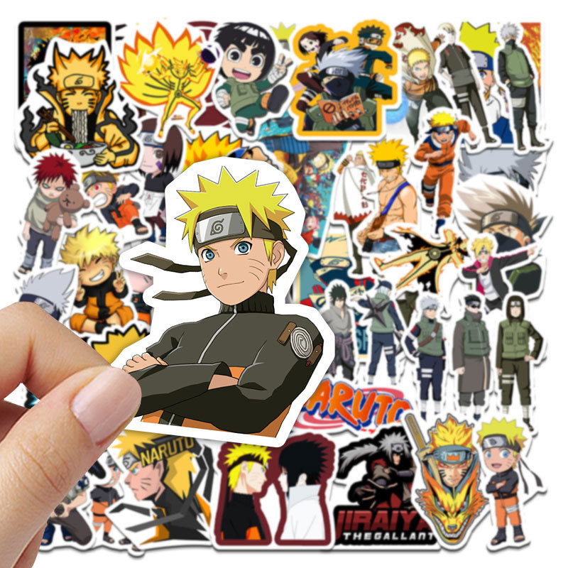 100 Uds pegatinas de Naruto no repetidas Uzumaki Naruto Kakashi Uchiha Sasuke Itachi Kawaii dibujos animados juguetes adhesivos impermeables