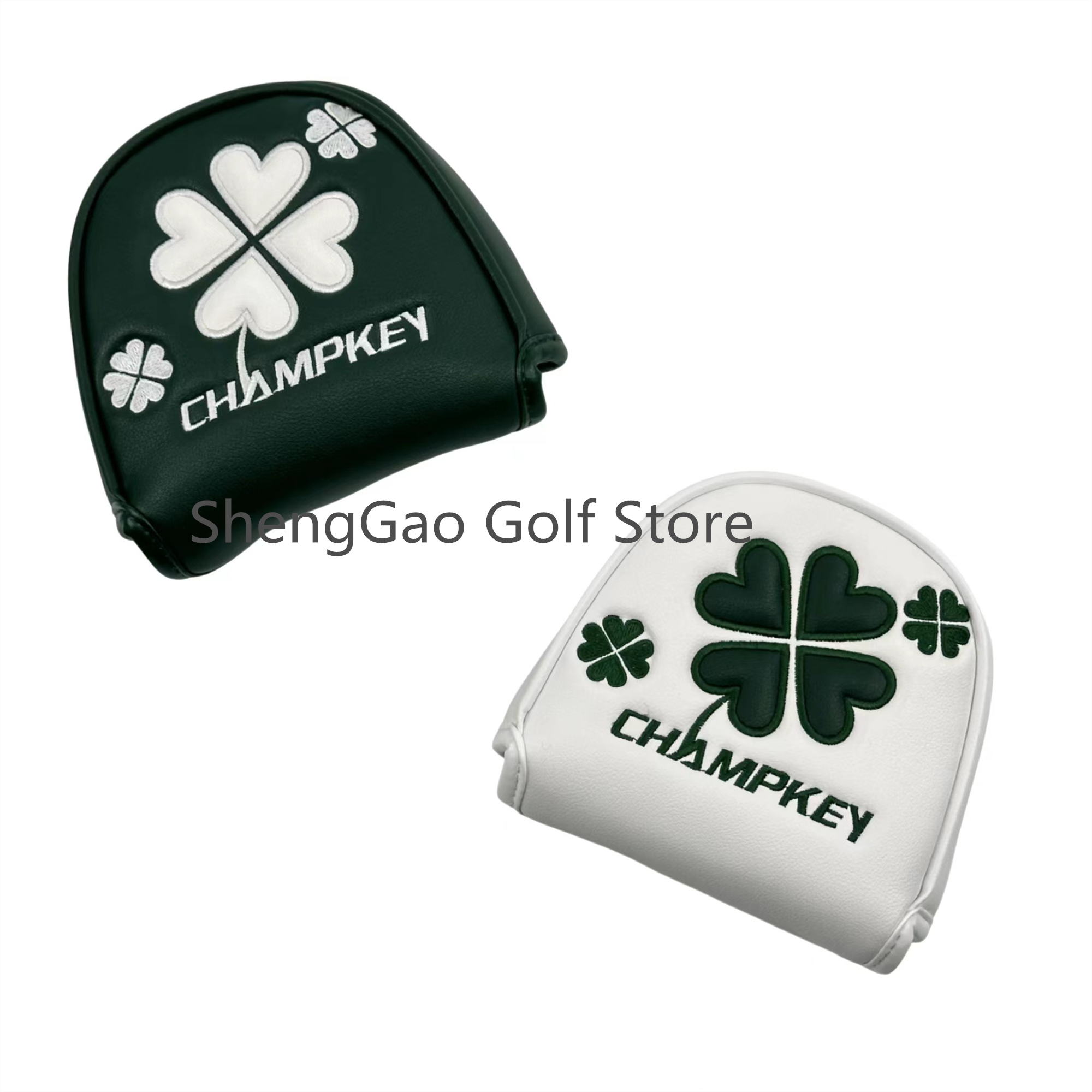 Cubierta de Putter de Golf con patrón de trébol de la suerte, cubierta de mazo de cuero PU, cierre magnético, cubierta de cabeza de Golf, 1 ud.