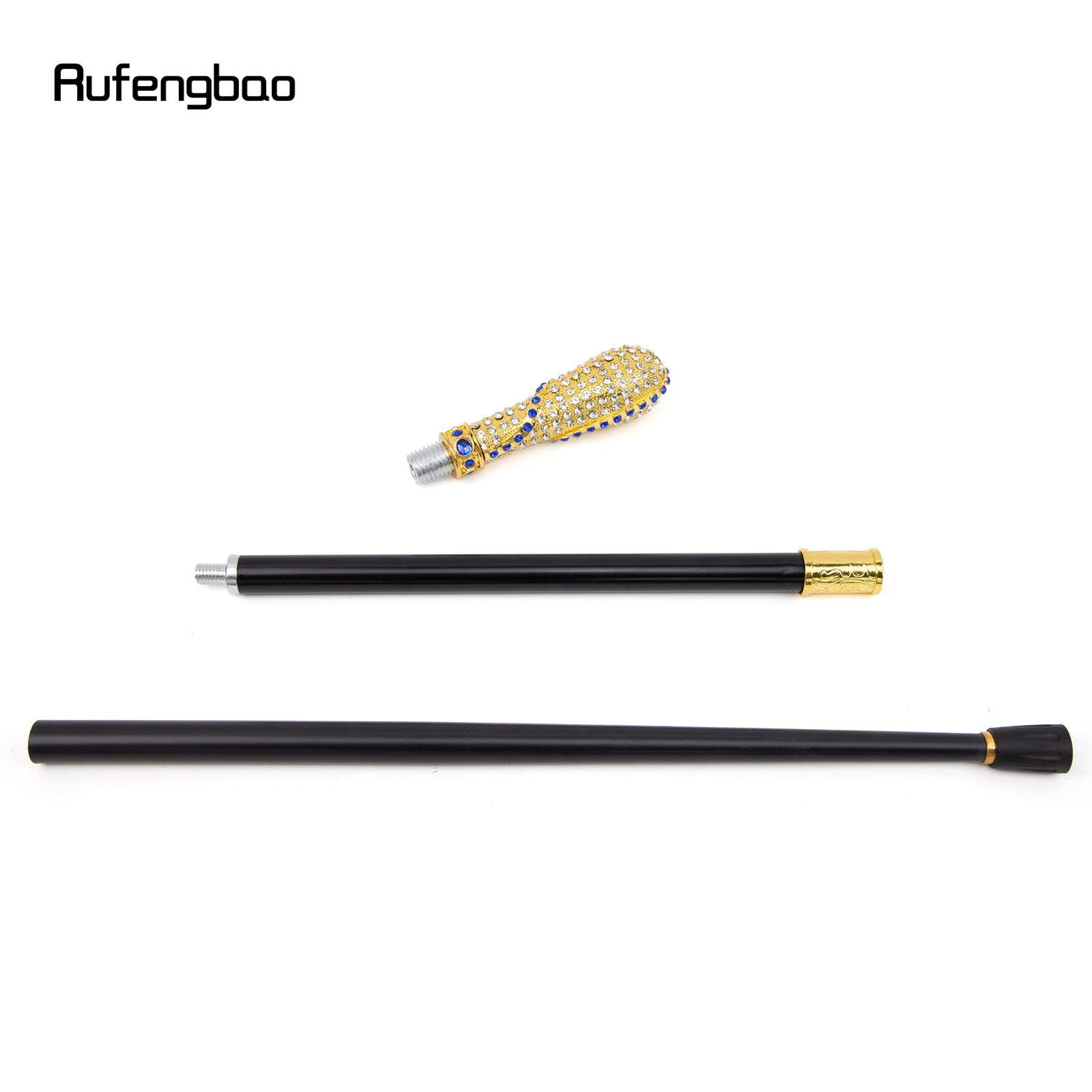 Bastão de diamante artificial azul dourado, Bastão decorativo do partido vintage, Crosier elegante do Dia das Bruxas, 93cm