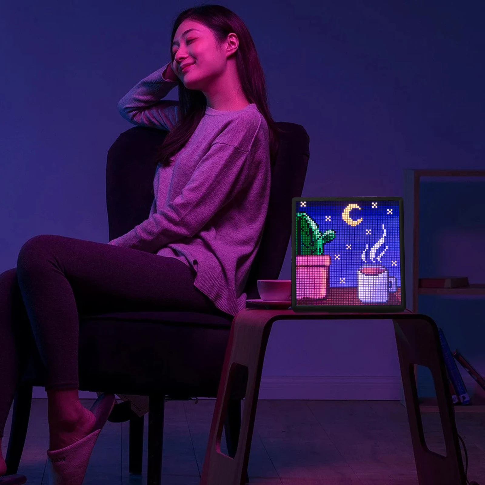 LED Pixel Art Display Screen 64x64 LED Digital Clock With Night Light APP Control Alarm Clock For Pixel Art in Home Decor