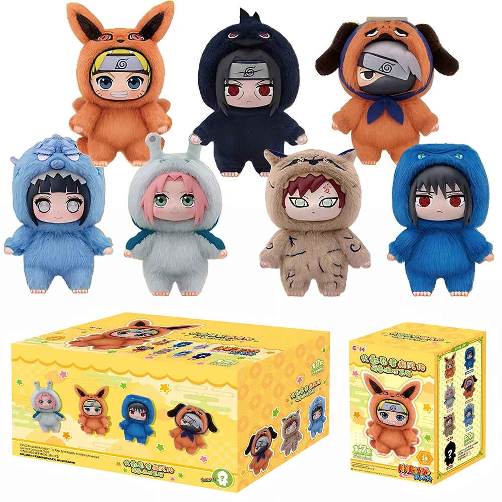 Toptoy Naruto Shippuden Beast Party Series Figura de vinil com textura tipo pelúcia Caixa cega Chibi Kakashi Sasuke colecionável