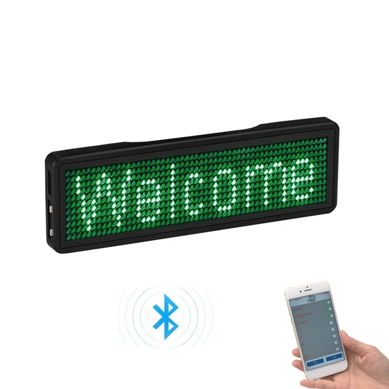 Bluetooth LED Identyfikator z imieniem Akumulatorowy znak świetlny DIY Programowalny przewijany wyświetlacz LED tablicy ogłoszeń, typ 2