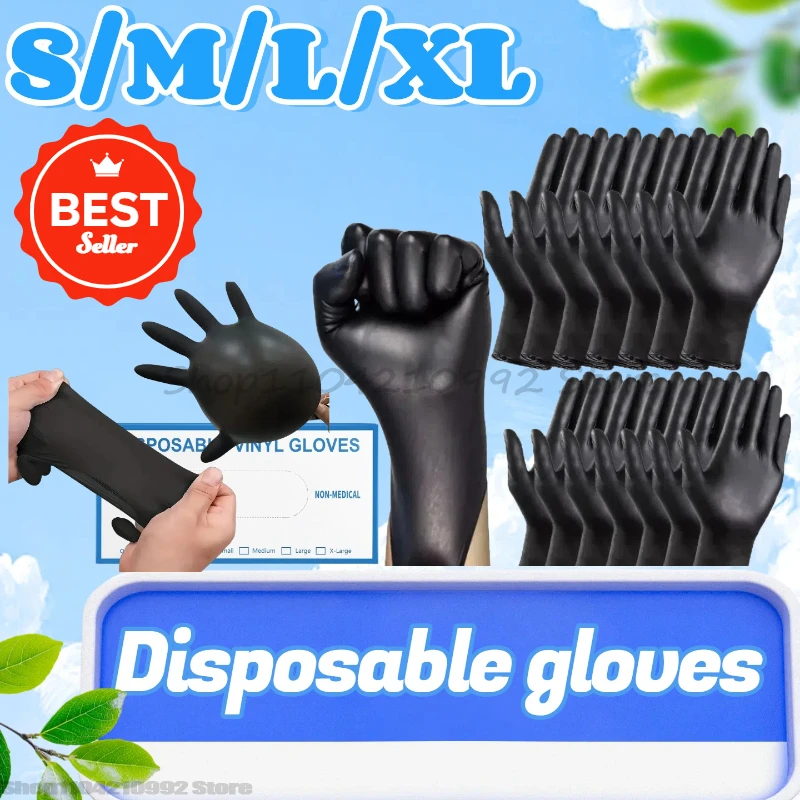 Guantes negros de lavado Xl, vajilla desechable sin látex, guantes de PVC para el hogar, industria del coche, jardinería, cuidado de mascotas, herramientas de cocina