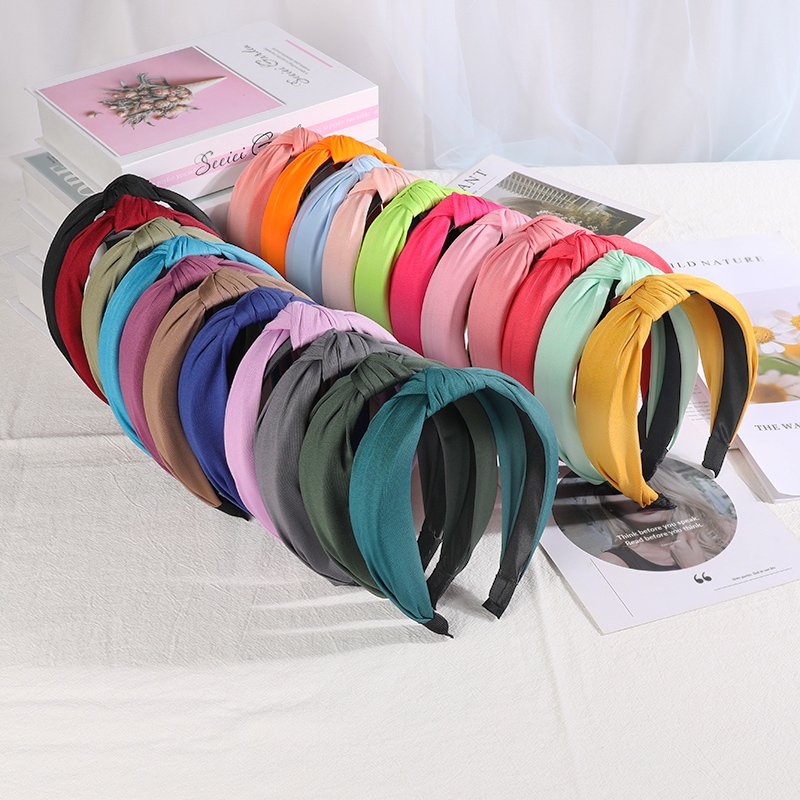 Novas faixas para mulheres meninas atadas faixa de cabelo cor sólida hairband simples argola de cabelo retro maquiagem headwear acessórios para o cabelo
