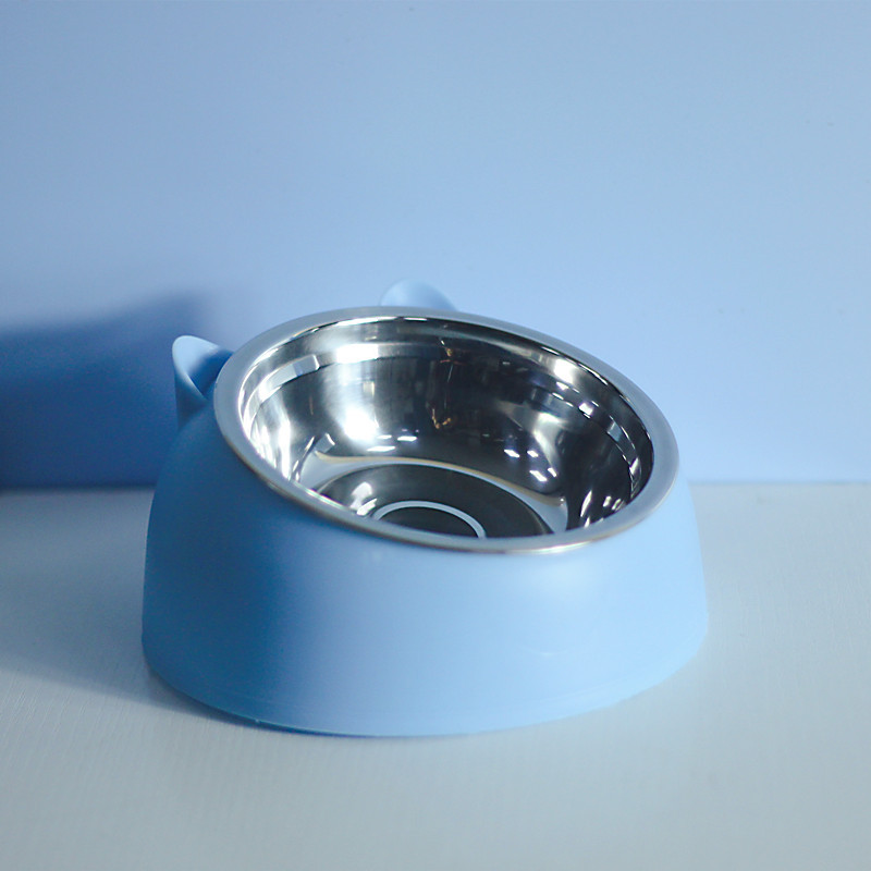 Ciotola per gatti in acciaio inossidabile Doppia ciotola per proteggere la vertebra cervicale Ciotola per gatti Esplosione obliqua Bacino per alimenti per animali domestici Forniture per gatti