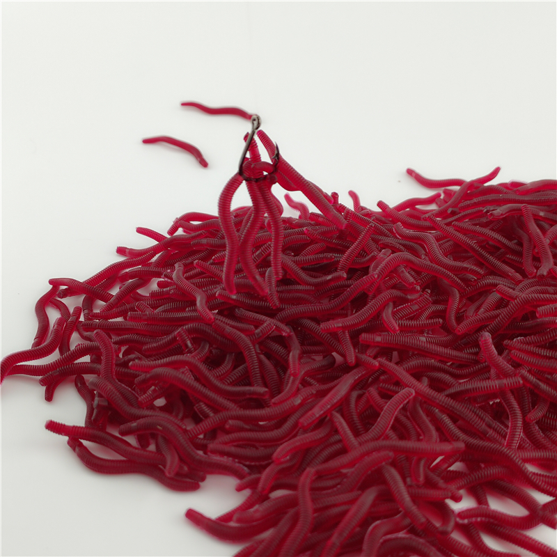 100PCS Weicher Köder Bass Brassen Blutwurm Angeln Regenwurm Wurm Gummi Rote Würmer Köder Fischgeruch Realistische Tackle