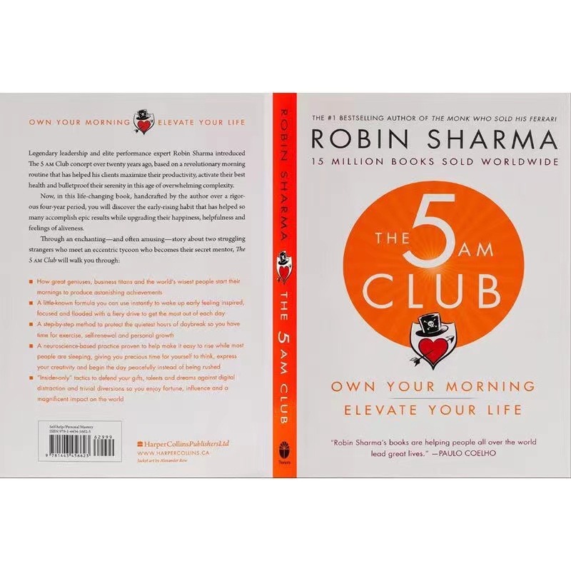 O Clube das 5AM Por Robin Sharma Livro Inglês, Possua Sua Manhã Elevar Sua Vida