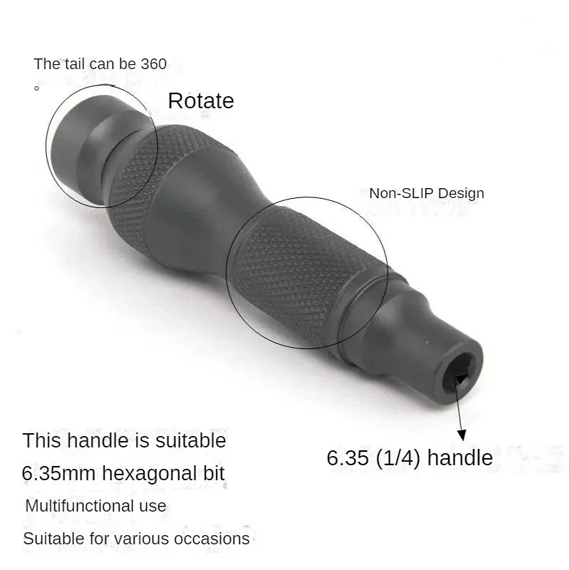 Manico in lega di alluminio di precisione per gambo Punte da 1/4" Comodo mini cacciavite Supporto da 6,35 mm Riparazione Strumenti aperti Professionale