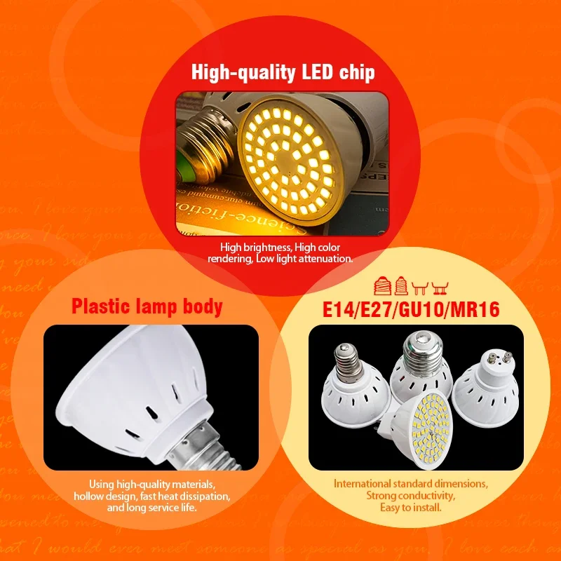 1-10Pcs LED Bulb GU10 MR16 E27 E14 GU5.3 Spotlight Lampada 110V 220V Bombillas Spot Light Replace Halogen Lamp Home Derection