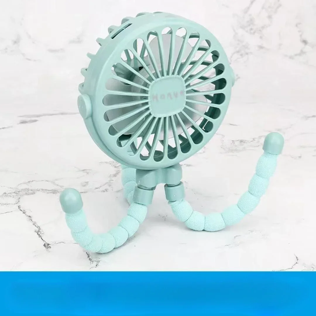 Ventilador plegable de mano USB, ventilador de mano para cochecito de bebé al aire libre, miniventilador de pulpo multifuncional pequeño silencioso de verano