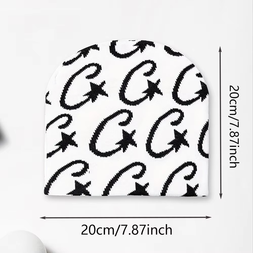Fashionable Hip-Hop hat for women, Jacquard knitted hat with winter star pattern, warm hat for outdoors, suitable for Christmas