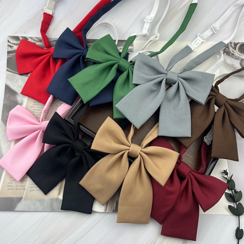JK pajaritas de Color marrón sólido para mujer, pajarita de estilo universitario para estudiantes, cuello de camisa, ropa de cuello con lazo grande, accesorios de vestido Formal