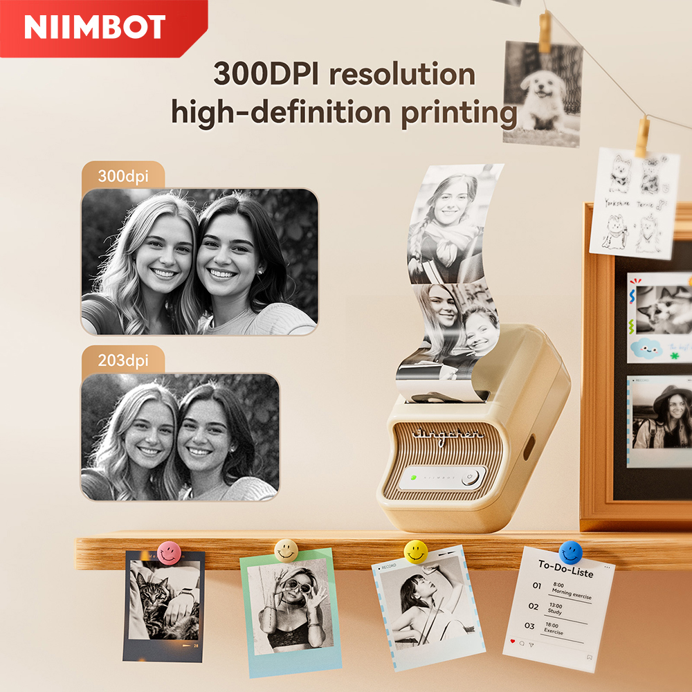 Papel de cartón fotográfico térmico Niimbot para impresora B21 Pro, papel fotográfico adhesivo de impresión blanco y negro de 300dpi