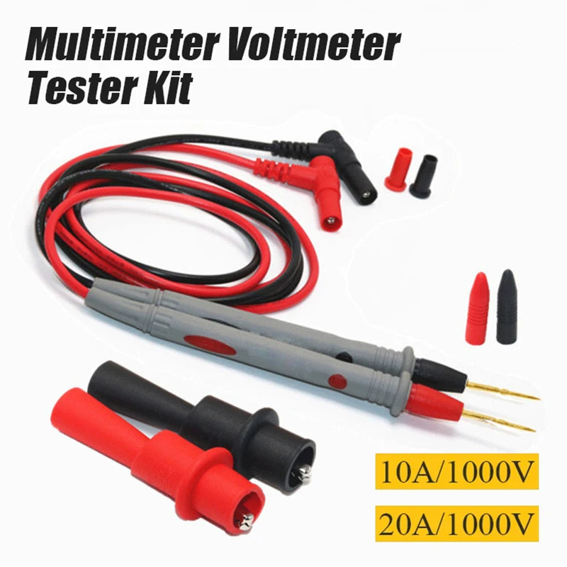 20A 1000V มัลติมิเตอร์หัวทดสอบเข็มดิจิตอลหลายเมตรหัวสายไฟปากกาชุดมัลติมิเตอร์โวลต์มิเตอร์ชุดทดสอบซิลิโคน