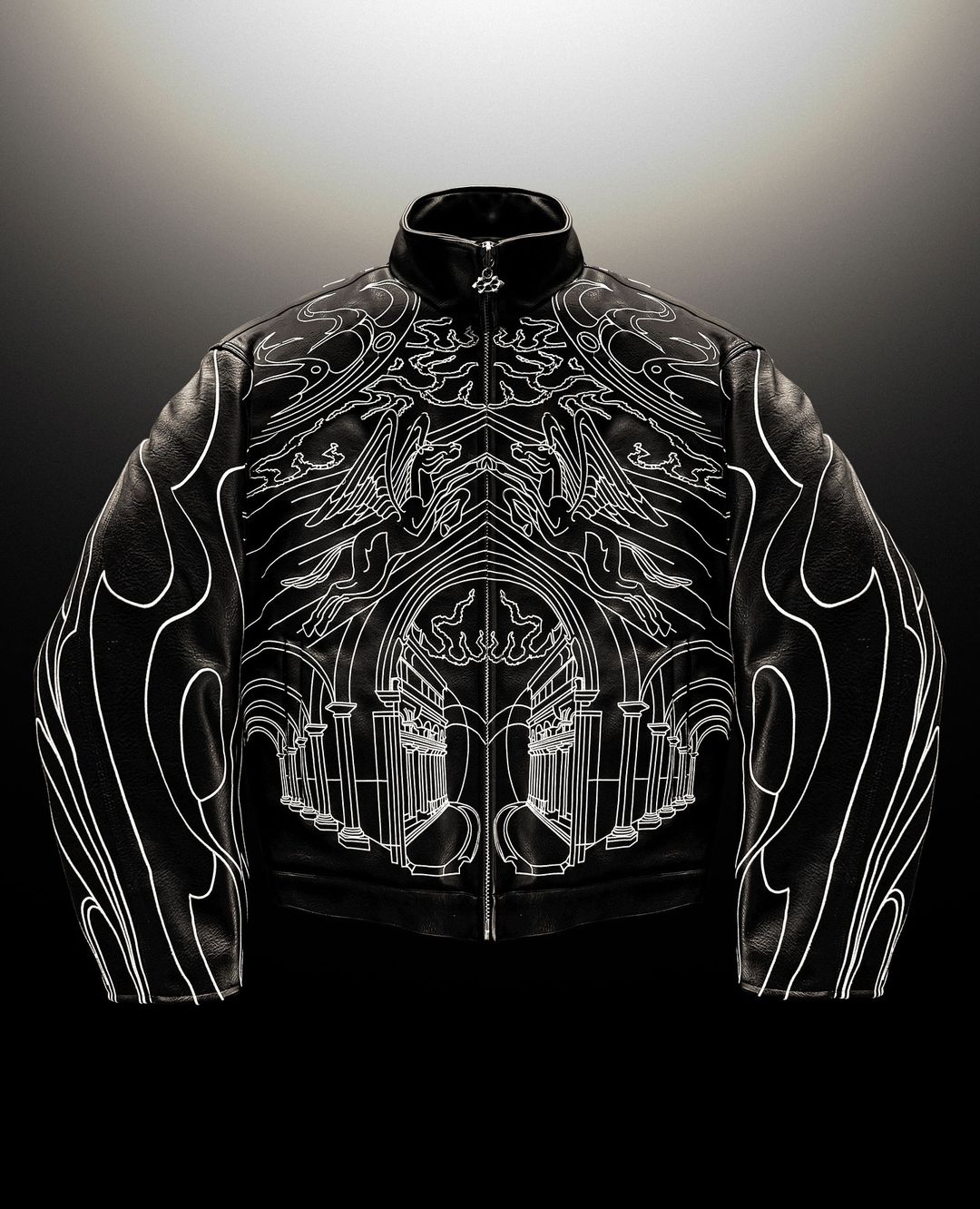 Y2k jaquetas para homens gótico retro preto jaqueta de couro padrão de linha de grandes dimensões harajuku punk manga longa jaqueta com zíper roupas